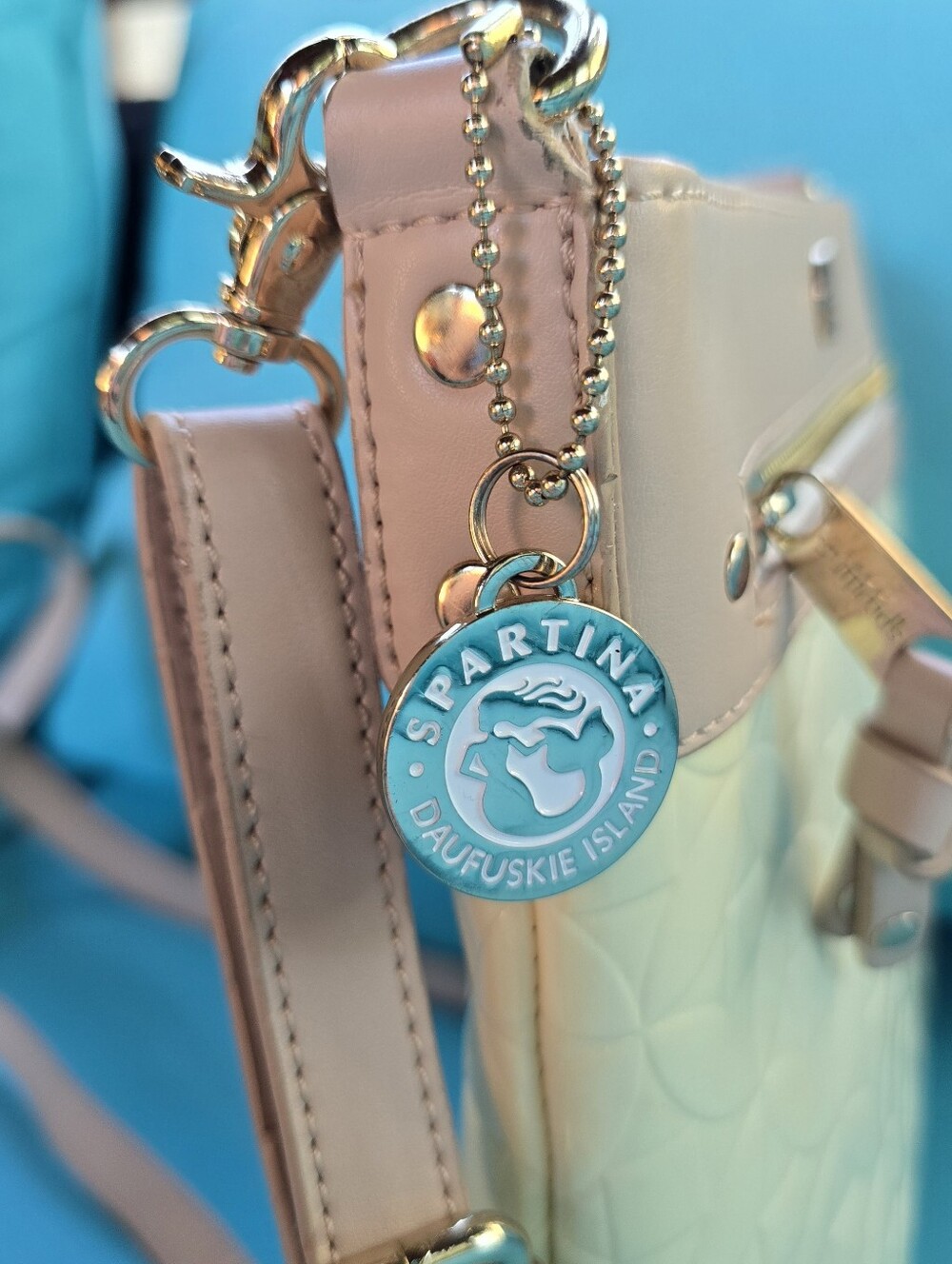 Spartina 449 Pink and Cream Patent Crossbody Bag - Picture 7 of 10